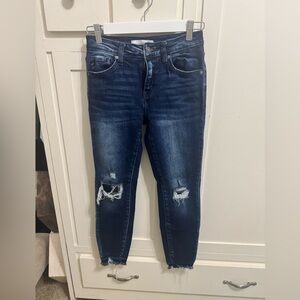 KanCan Dark Blue Distressed Ankle Jeans